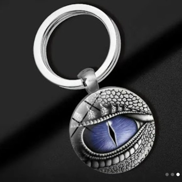 Vintage Style Dragon's Eye Gemstone Keyring or Unique Bag Charm Measures 2.15" - Picture 2 of 4